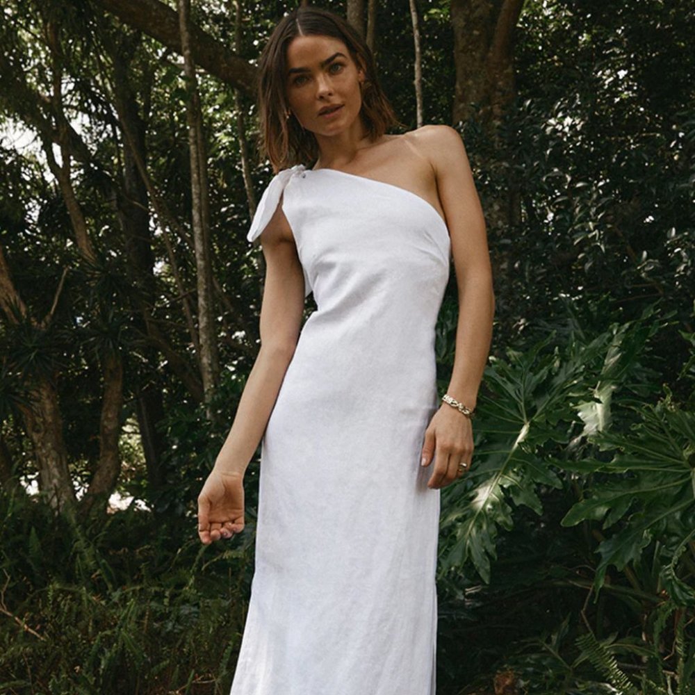 Dissh MACCA WHITE LINEN MIDI DRESS - NWT!